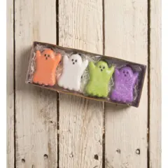 Bethany Lowe 3.0 Inch Ghost Peep Ornaments Halloween Tree Ornament Set , Halloween Decor Sugary Glittered Multicolored