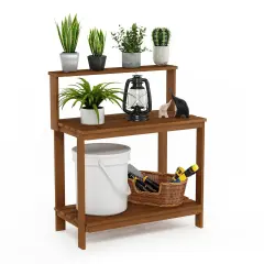 Outdoor Potting Bench Table with Solid Wood Construction and Shelf