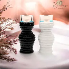 Ceramic Black & White Dress Salt & Pepper Shakers, Home D&eacute;cor, Gift for Her, Gift for Mom, Gift for Friend or Coworker, Kitchen D&eacute;cor