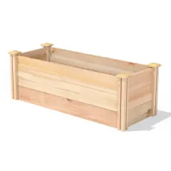 Natural Cedar Wood Raised Garden Bed 48x16 in with Deep Frame