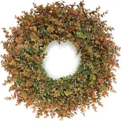 26" Fall Wreath - Eucalyptus Leaves with Orange Seeds