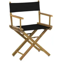Foldable Solid Wood Director Chair for Patio Dining with Black Seat