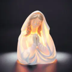 Hand Painted Ceramic Praying Madonna Night Light, Home D&eacute;cor, Religious D&eacute;cor, Religious Gift, Church D&eacute;cor, Baptism Gift