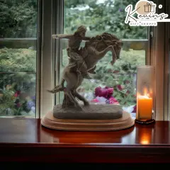 Cowboy Riding Horse Figurine, Home D&eacute;cor, Gift for Him, Gift for Dad, Gift for Son, Office D&eacute;cor, Game Room Decor