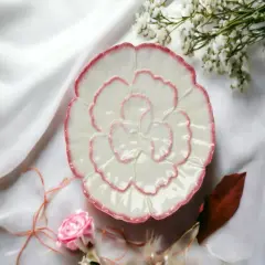 Ceramic Set Of 4 Carnation Flower Plates, Home D&eacute;cor, Gift for Her, Gift for Mom, Spring D&eacute;cor, Party D&eacute;cor, Wedding Decor