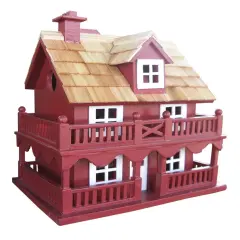 Red Wood Kiln-Dried Hardwood Birdhouse with Removable Back and Paddle Hanger