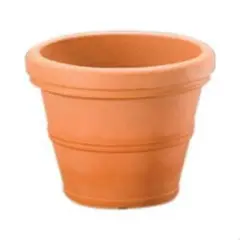 Brown Poly Resin 12-inch Round Planter with Drainage Holes
