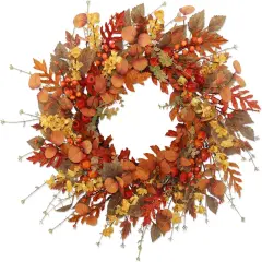 22 inch Artificial Fall Wreaths - Red Yellow