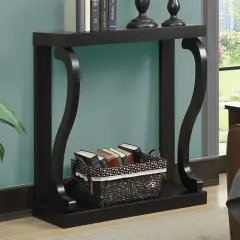 Modern Espresso Console Table with Curved Legs and Wood Grain Finish for Entryway or Hallway