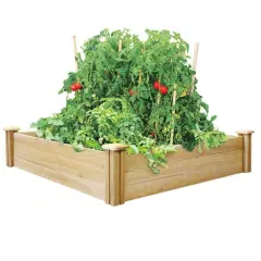 4ft x 4ft Cedar Wood Raised Garden Bed for Vegetables and Herbs Outdoors