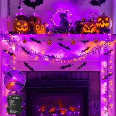10FT 120 LED Orange and Purple Halloween Cluster Lights