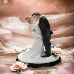 Ceramic Traditional Caucasian Wedding Bride and Groom Couple Figurine, Wedding D&eacute;cor or Gift Idea, Anniversary D&eacute;cor or Gift, Home D&eacute;cor