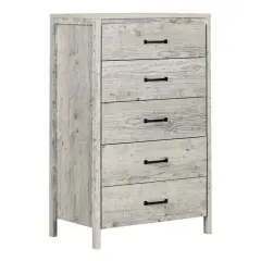 Modern Washed Pine 5 Drawer Storage Chest Tall Bedroom Organizer