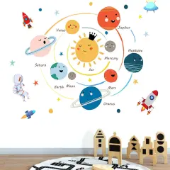 Space Planet Wall Decals Wall Stickers Kids,Cute Educational Wall Stickers