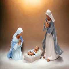 Ceramic African American Holy Family Set Of 3, Home D&eacute;cor, Religious D&eacute;cor, Religious Gift, Church D&eacute;cor, Baptism Gift