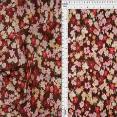 1 Yard Satin Floral Print Fabric, 57/58&Prime; Wide 100% Polyester BURGUNDY