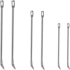 Meat Trussing Needles, Roasting Trussing Needles for Lacing Roast Turkey, Chicken, Pork Skin, Whole Hog, Lamb, and Rotisserie Pig; Two of Each Size 4.9/5.7/7inch, 6pcs in All