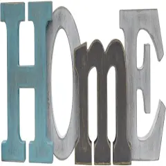 Wooden Decorative Hanging Word Signs Table Top Cutout Block Letters Standing Letter Sign Wall Decor for Living Room Home Decor Shelf Mantel (Aqua)