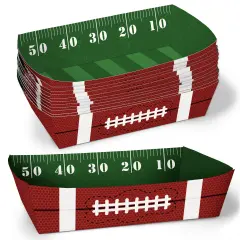 Big Dot of Happiness Football Party Paper Food Trays, Disposable Double-Sided Paper Food Holders for Nachos, Hot Dogs, French Fries - 12 Ct