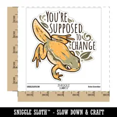Water Bottle Sticker Set You're Supposed to Change Frog Motivation Cute Waterproof Vinyl Stickers Pack Decal, Skateboard, Laptop, Car, Window, Bumper - 5 Pack