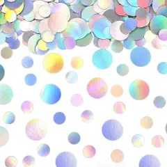 400PC Circle Dots Iridescent Confetti for Birthday Decorations Round Table Scatter for Wedding Baby Shower Bachelorette Bridal Shower Party Supplies