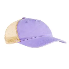 Authentic Pigment&reg; Dyed Trucker Hat Classic Stylish Fit LT PURPLE/ KHAKI