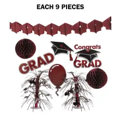 Graduation Party Decorating Kit - 9 Pc Burgendy