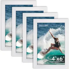 4x6 Picture Frame Bulk-4 Pack, Photo Frame 4x6 with HD Plexiglass, White Picture Frames Collage Wall Decor, Wall & Tabletop Picture Frames