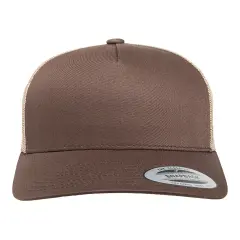 YP Classics&reg; Retro Trucker Cap Timeless & Casual Style BROWN/ KHAKI