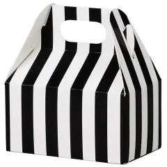 Pack/6: Black & White Stripes Gable Box - 4 x 2-1/2 x 2-1/2"