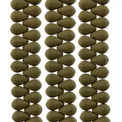 John Bead 114pcs 6x9mm Czech Glass White Alabaster Velvet Drop Bead Strands Khaki