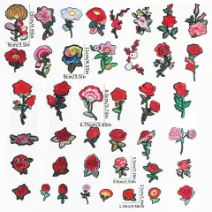 60pcs Random Assorted Flowers Sewing on/Iron on Patches, Embroidered Sew Applique Repair Patches for Jeans, Jackets, Backpacks and Clothes DIY Patches