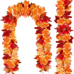 Artificial Fall Garland Maple Leaf, Hanging Vine Garland Artificial Fall Leaves