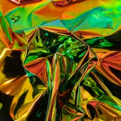 1 Yard Chrome Reflective Mirror Vinyl Fabric For Handbags Upholstery Crafts 54 Inch Width Orange Iridescent