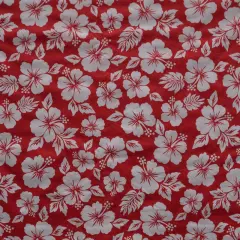 1 Yard Hibiscus Flower Polyester Fabric For Apparel Sewing And Tropical Craft Projects 60 Inch Red