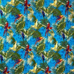 1 Yard Parrots Split Monstera Palm Leaves Peackskin Fabric, 100% Polyester 45 inches Width Tropical Print Fabric Turquoise