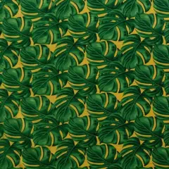 1 Yard All Over Monstera Leaf Polyester Fabric 45 Inch Width Yellow/Green