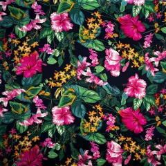1 Yard Tropical Garden Peachskin Polyester Fabric For Sewing Apparel And Home D&eacute;cor Projects 45 Inch Black