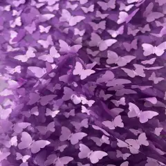 1 Yard 3D Butterfly Embroidered Satin Lace Polyester Fabric Elegant Material 60 Inch Width Lavender