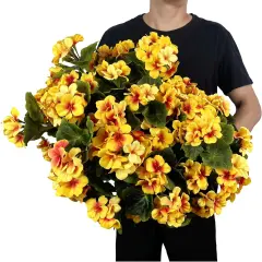 Pack of 4 - Artificial Geraniums Bush Flower - Yellow