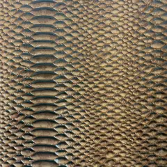1 Yard Culebra Patent 3D Embossed Snake Skin Vinyl Fabric For Upholstery Handbags 54" Width Mocha Brown