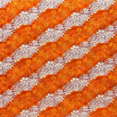 1 Yard Diagonal Tiare Lei Fabrication, 100% Polyester Fabric, 36in L x 45in W Orange