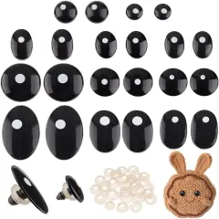 11 Styles Craft Eyes Black Stuffed Crochet Eyes Kawaii Eyes with 110PCS Washers, Oval/Flat Round