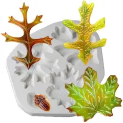 10&rdquo; x 8" x 1.5" Leaves & Acorn Frit Casting Glass Fusing Kiln Mold
