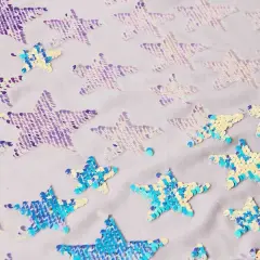 Starlight Stretch Velvet Flip Sequin Fabric White/Cool Ir