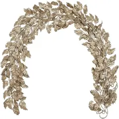 3 Pcs 6FT Christmas Garland Champagne Gold Glittered Artificial Holly Leaves for Mantle Christmas Tree Decorations Indoor Outdoor Hanging Garland Ornaments Garden Door Wall Window Stair Home Decor