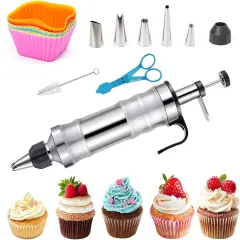 Professional Cake Decorating Kit with 6 Stainless Steel Icing Nozzles