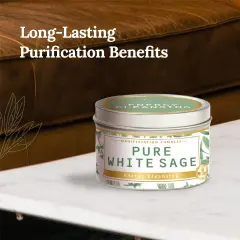 Long Lasting Pure White Sage Scented Candle - 6 oz - 35 Hour Burn - Natural Soy Wax Smudge for House Energy Cleansing, Positive Vibes & Manifestation