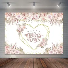Happy Mother's Day Backdrop Boho Pampas Grass Floral