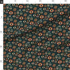 Various Fabrics by the Yard or Fat Quarter All Eyes Turquoise Luck Magic Mustard Coral Custom Printed Fabric by Spoonflower
